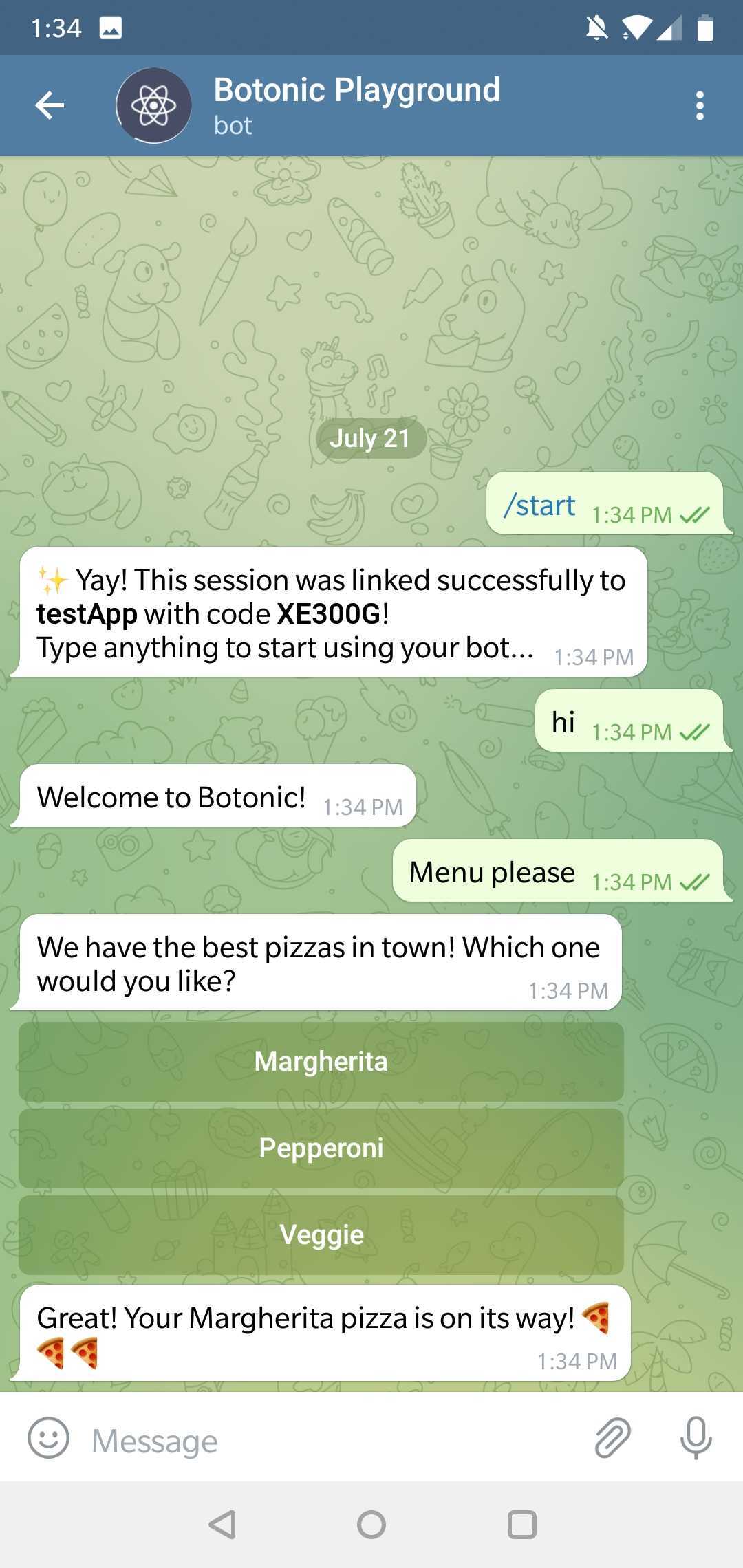 Telegram Pizza Bot